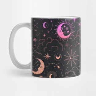 Celestial Witchy Pattern - Pink and Orange Gradient Mug